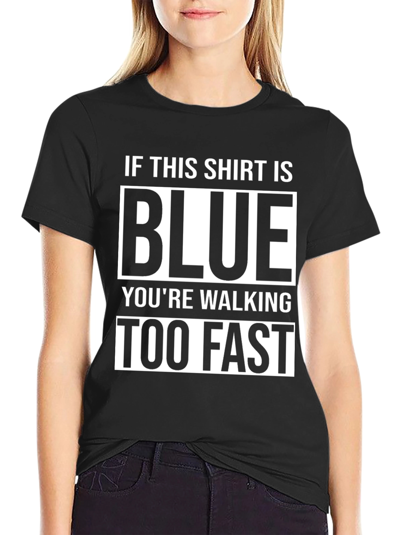 Humorous Blue Walking Speed Black T-Shirt