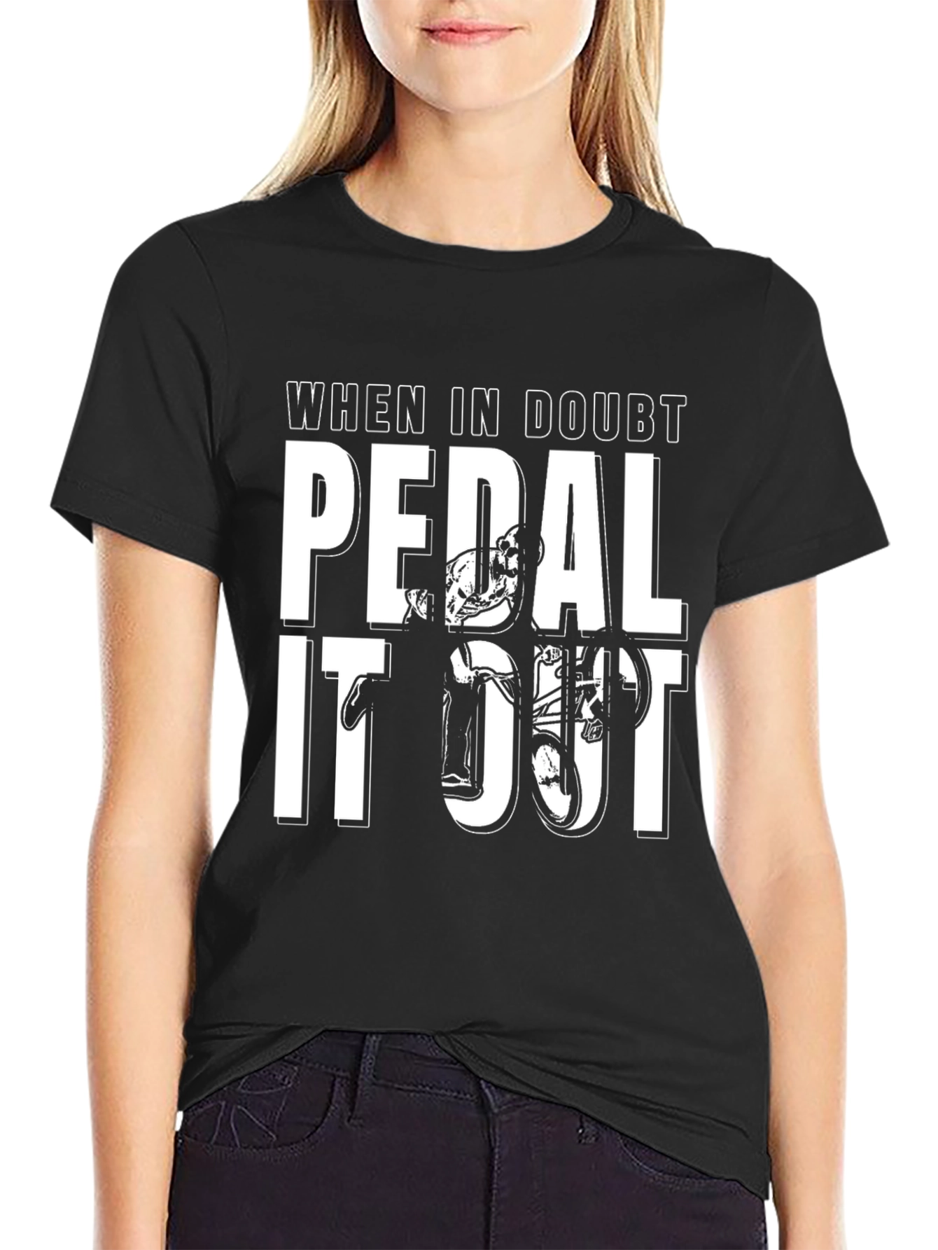 Pedal It Out Black Graphic T-Shirt