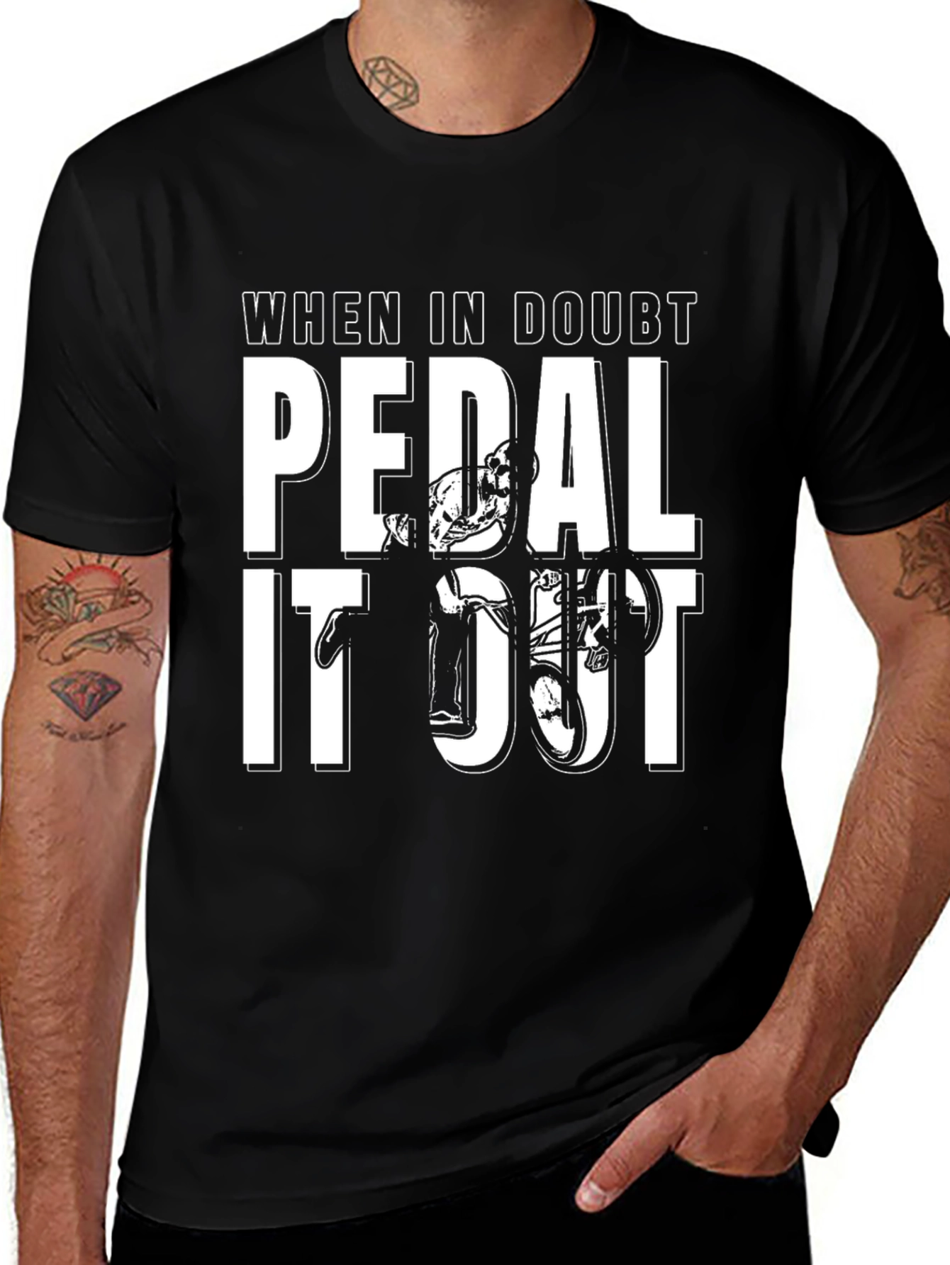 Pedal It Out Black Graphic T-Shirt