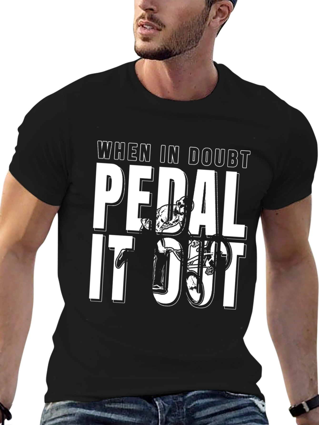 Pedal It Out Black Graphic T-Shirt