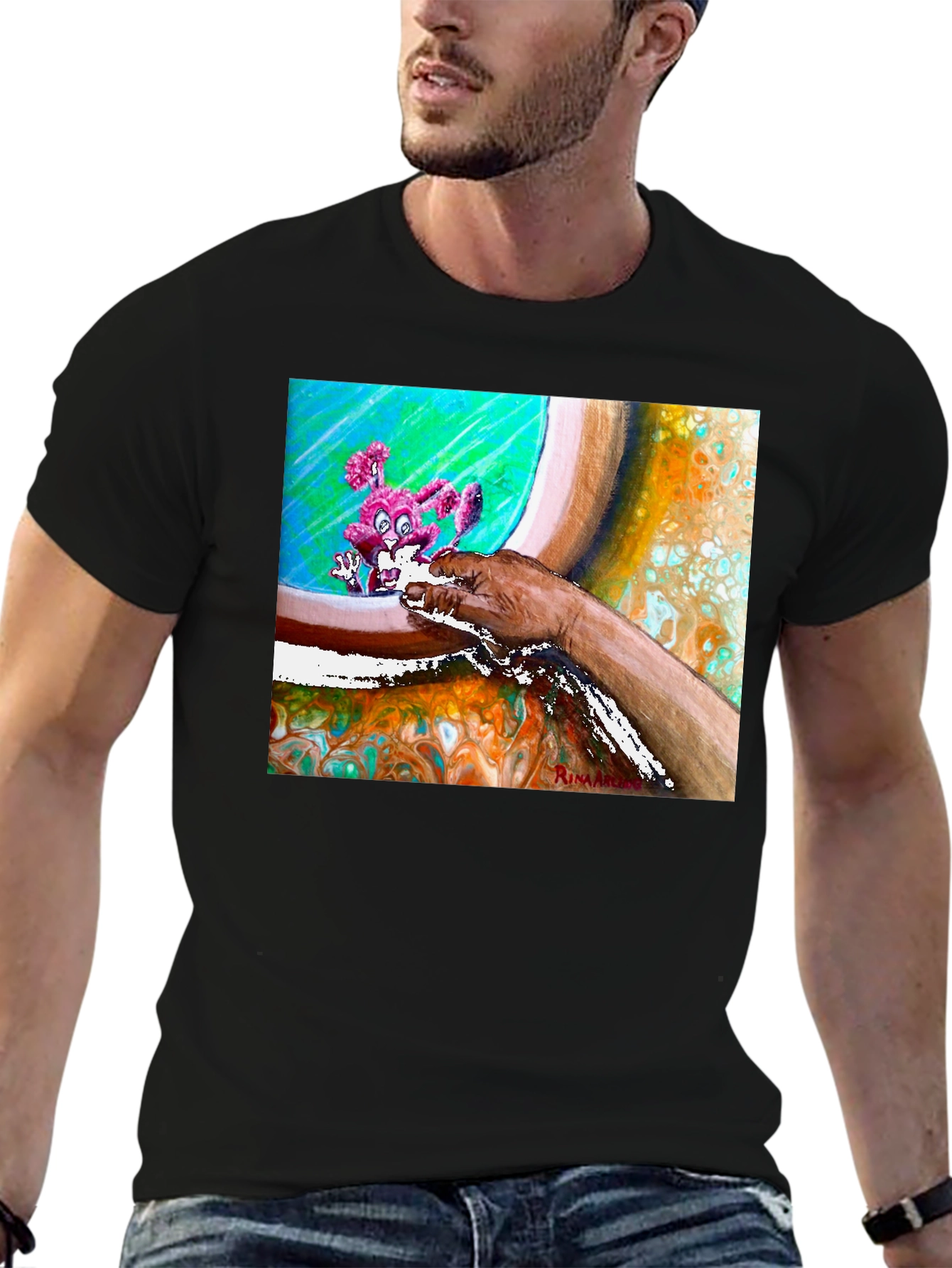 Abstract Art Print T-Shirt - Casual Wear