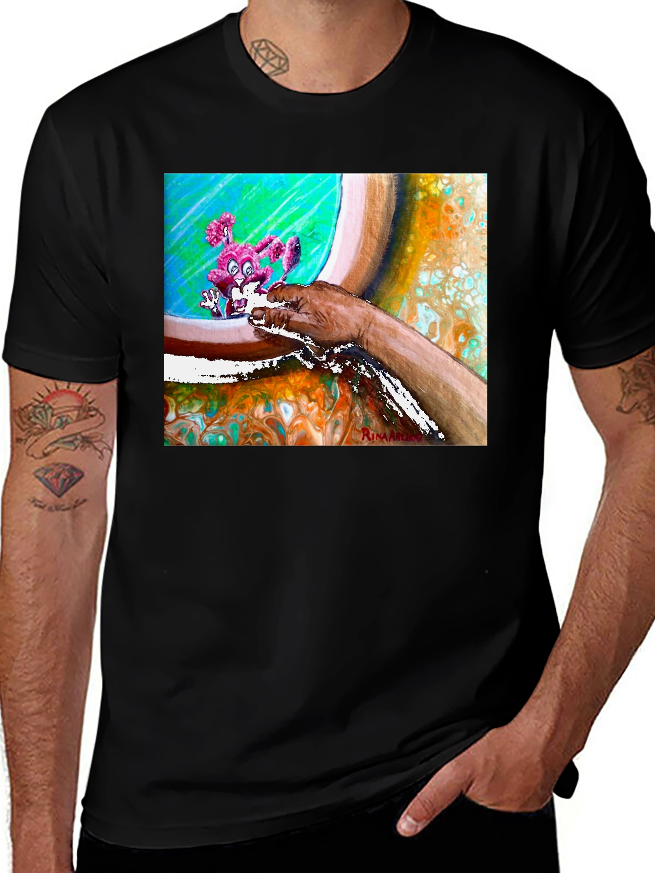 Abstract Art Print T-Shirt - Casual Wear