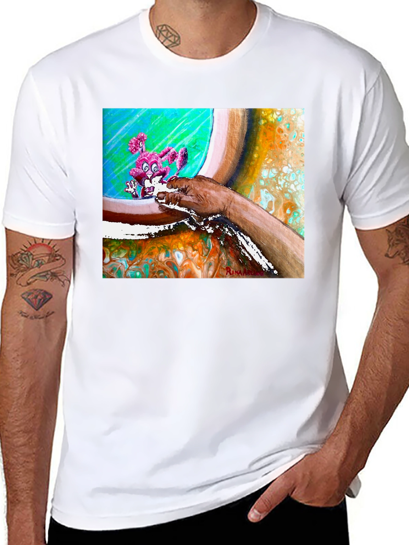 Abstract Art Print T-Shirt - Casual Wear