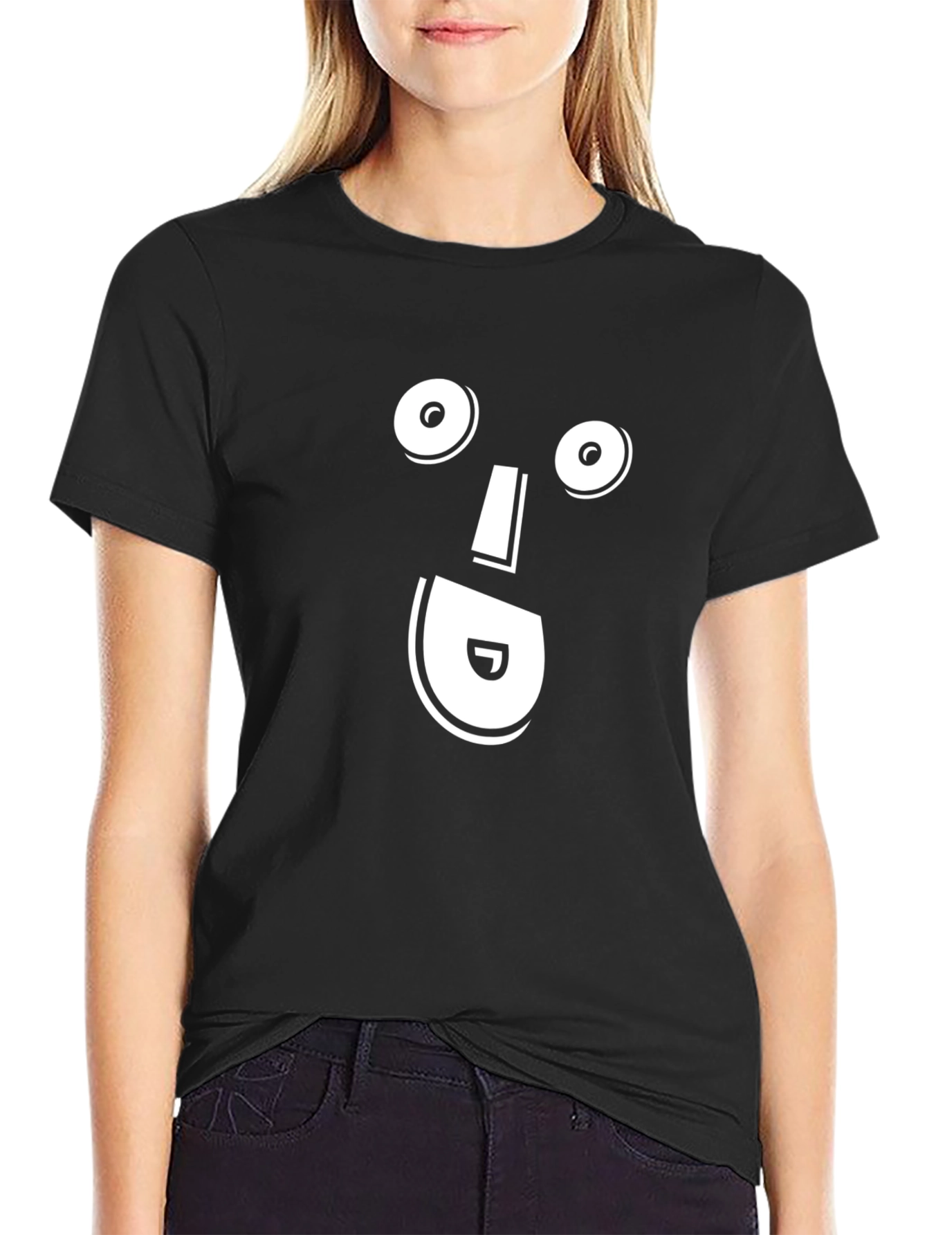 Funny Face Graphic Black T-Shirt