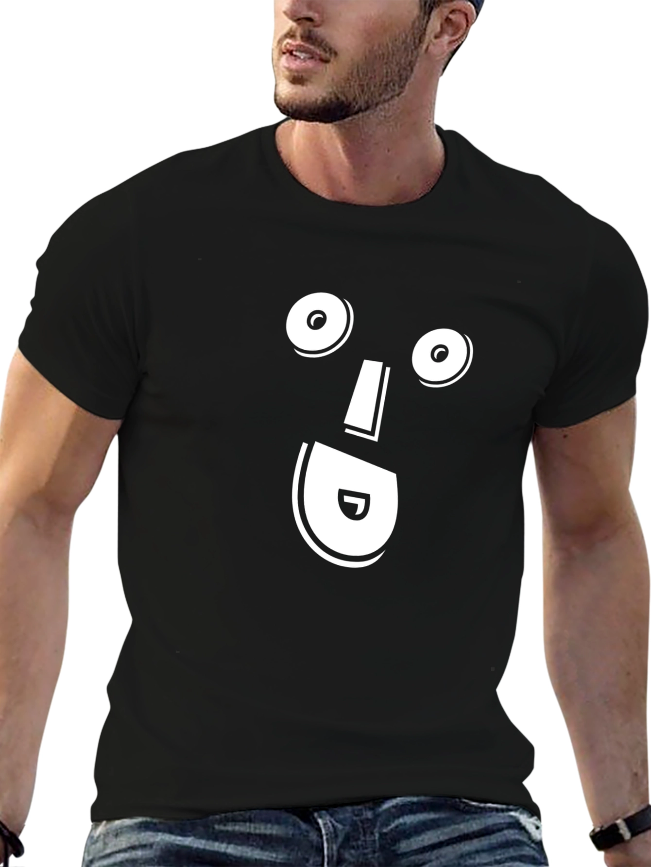 Funny Face Graphic Black T-Shirt