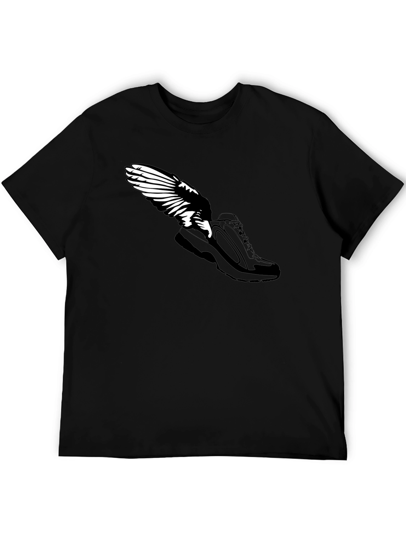 Winged Shoe Black T-Shirt - Fly High!
