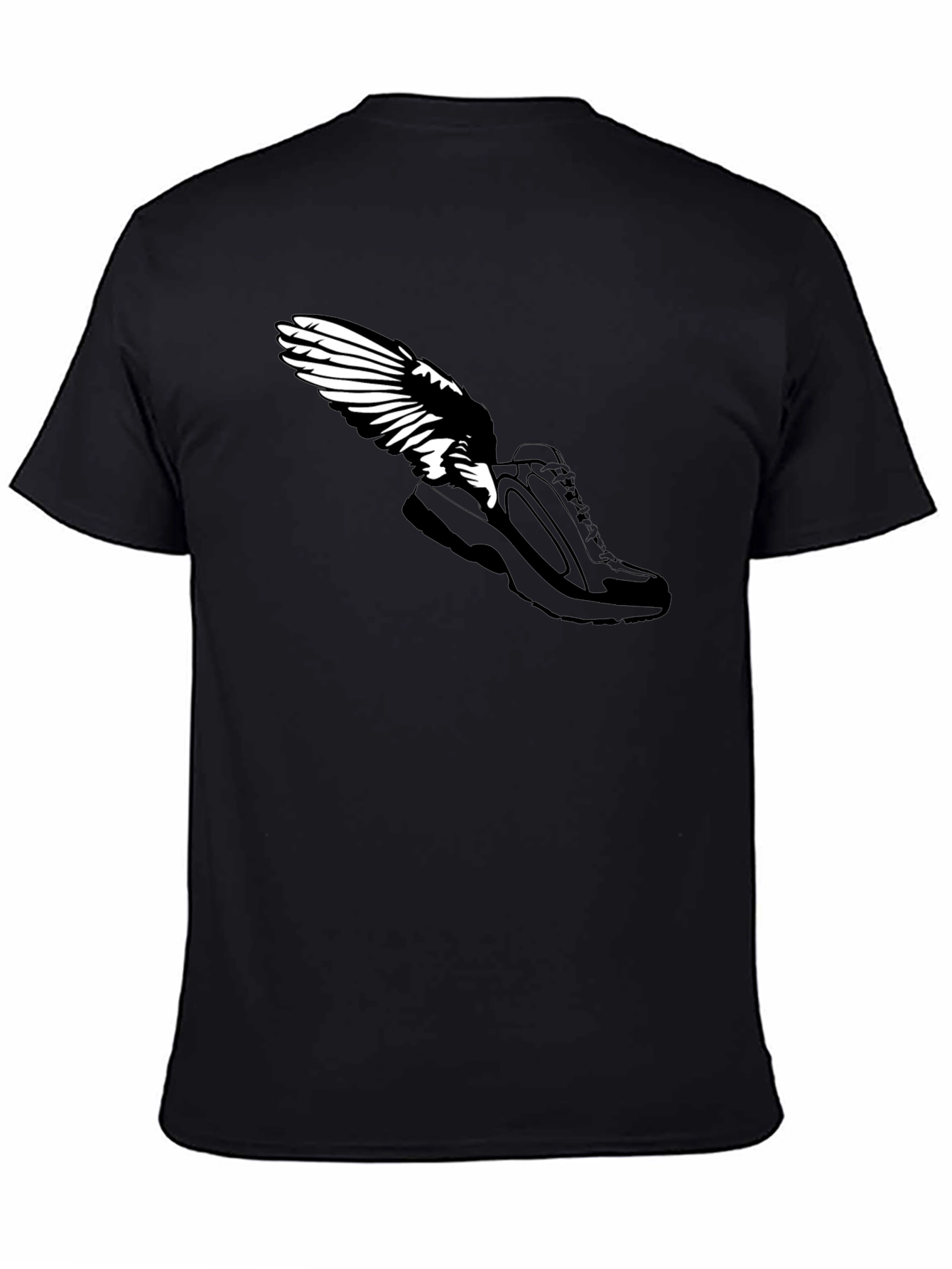 Winged Shoe Black T-Shirt - Fly High!