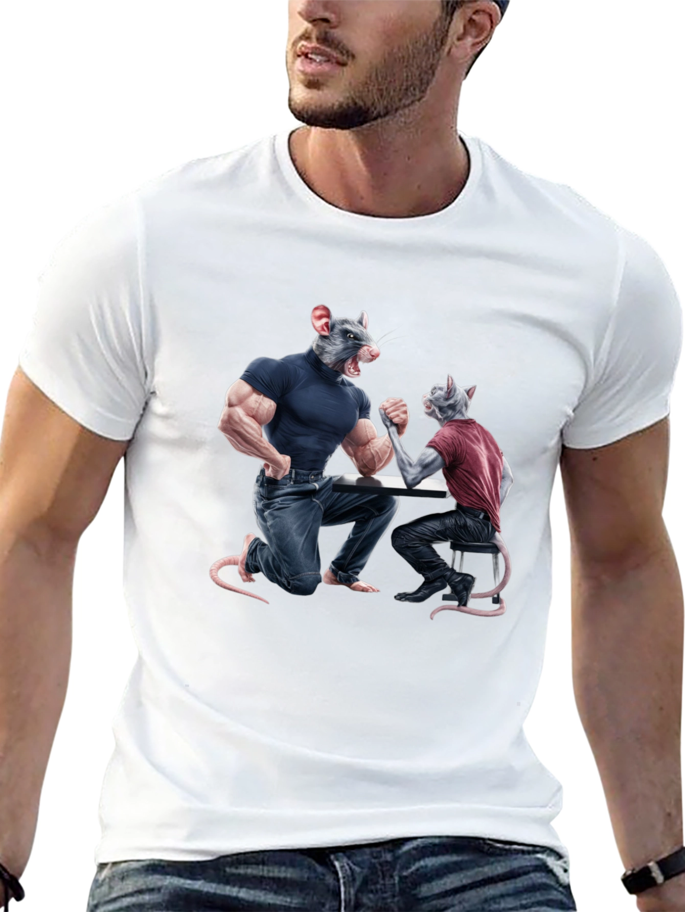 Arm Wrestling Rodent Graphic T-Shirt