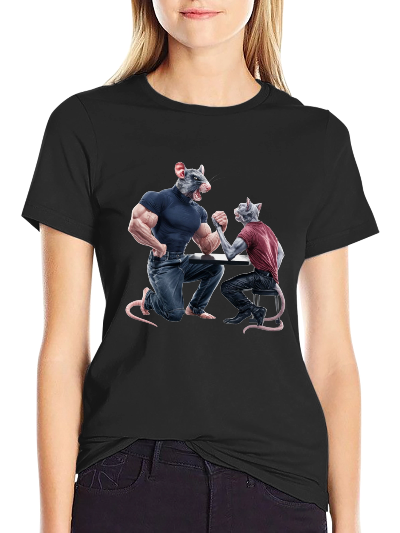 Arm Wrestling Rodent Graphic T-Shirt