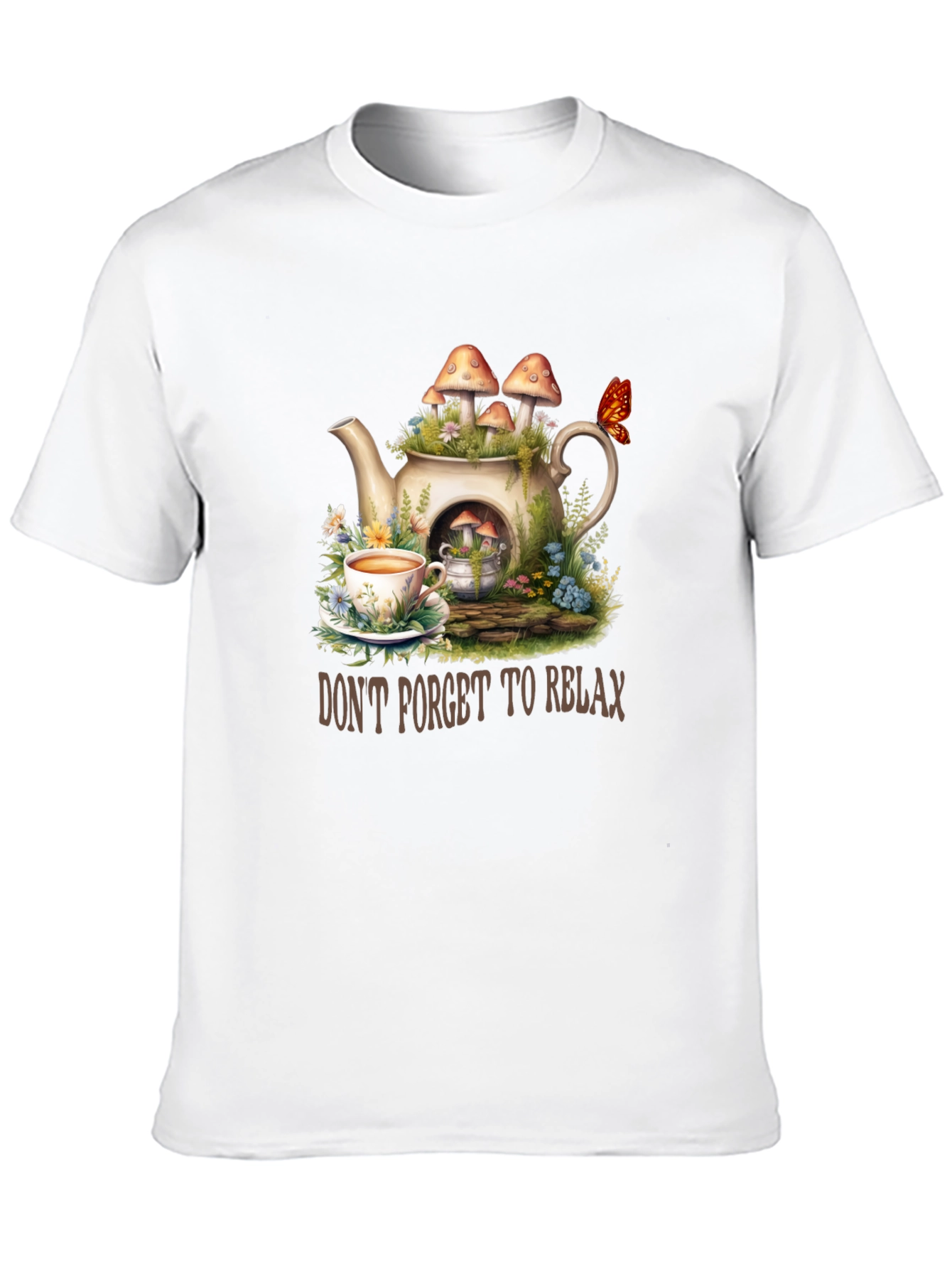 Relaxing Tea Party T-Shirt - Mushroom Teapot Design