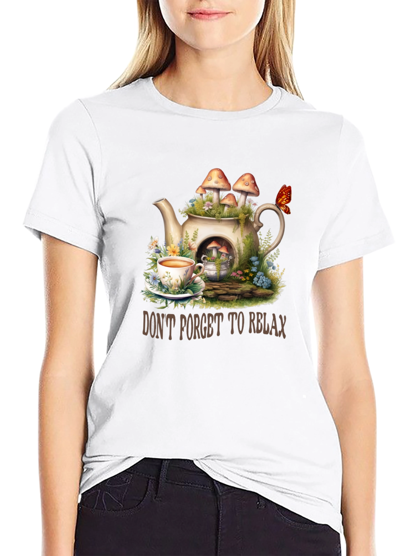Relaxing Tea Party T-Shirt - Mushroom Teapot Design