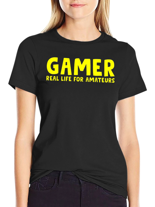 Gamer T-Shirt - Real Life for Amateurs - Black