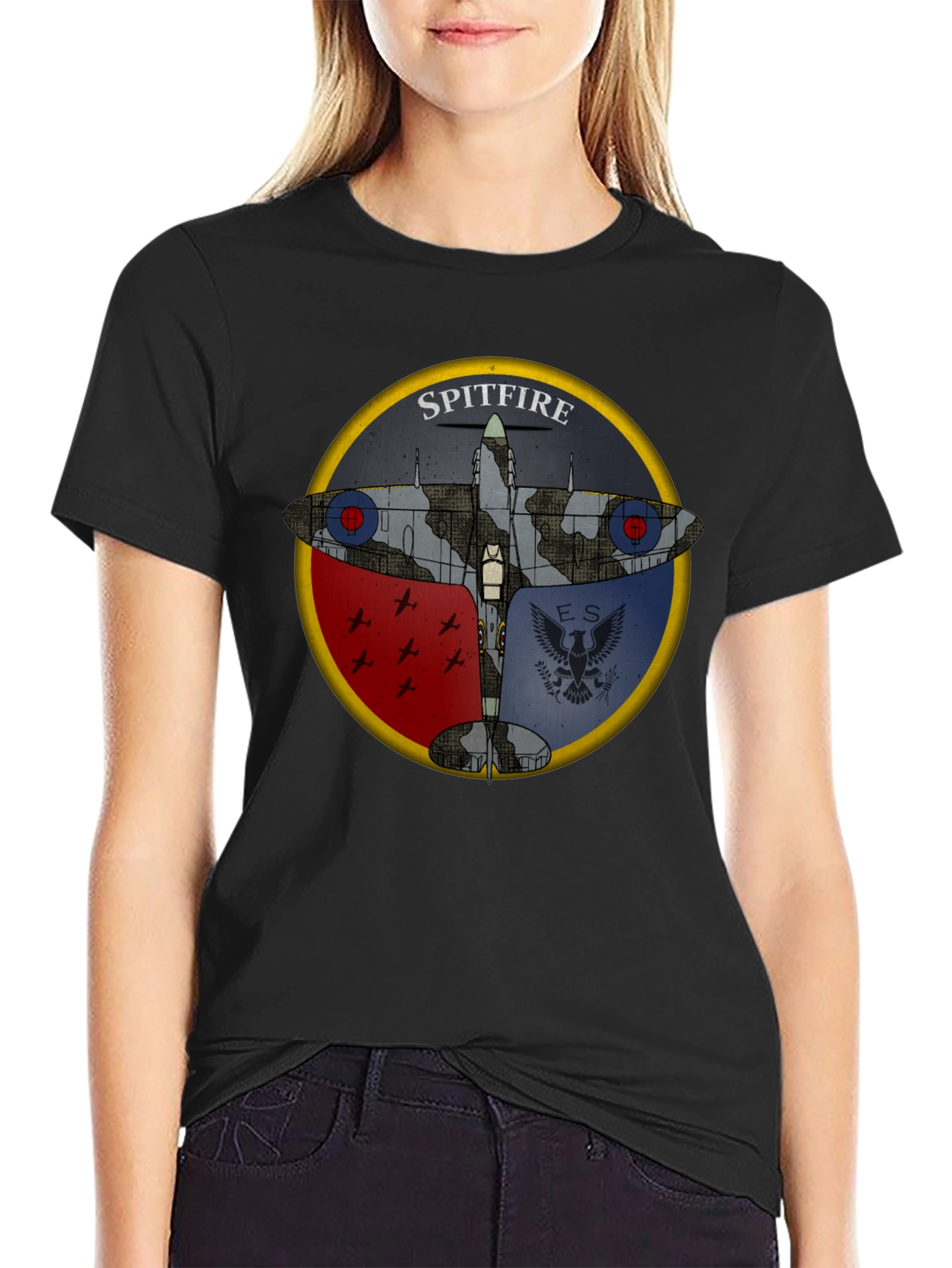 Spitfire Plane Graphic Black T-Shirt