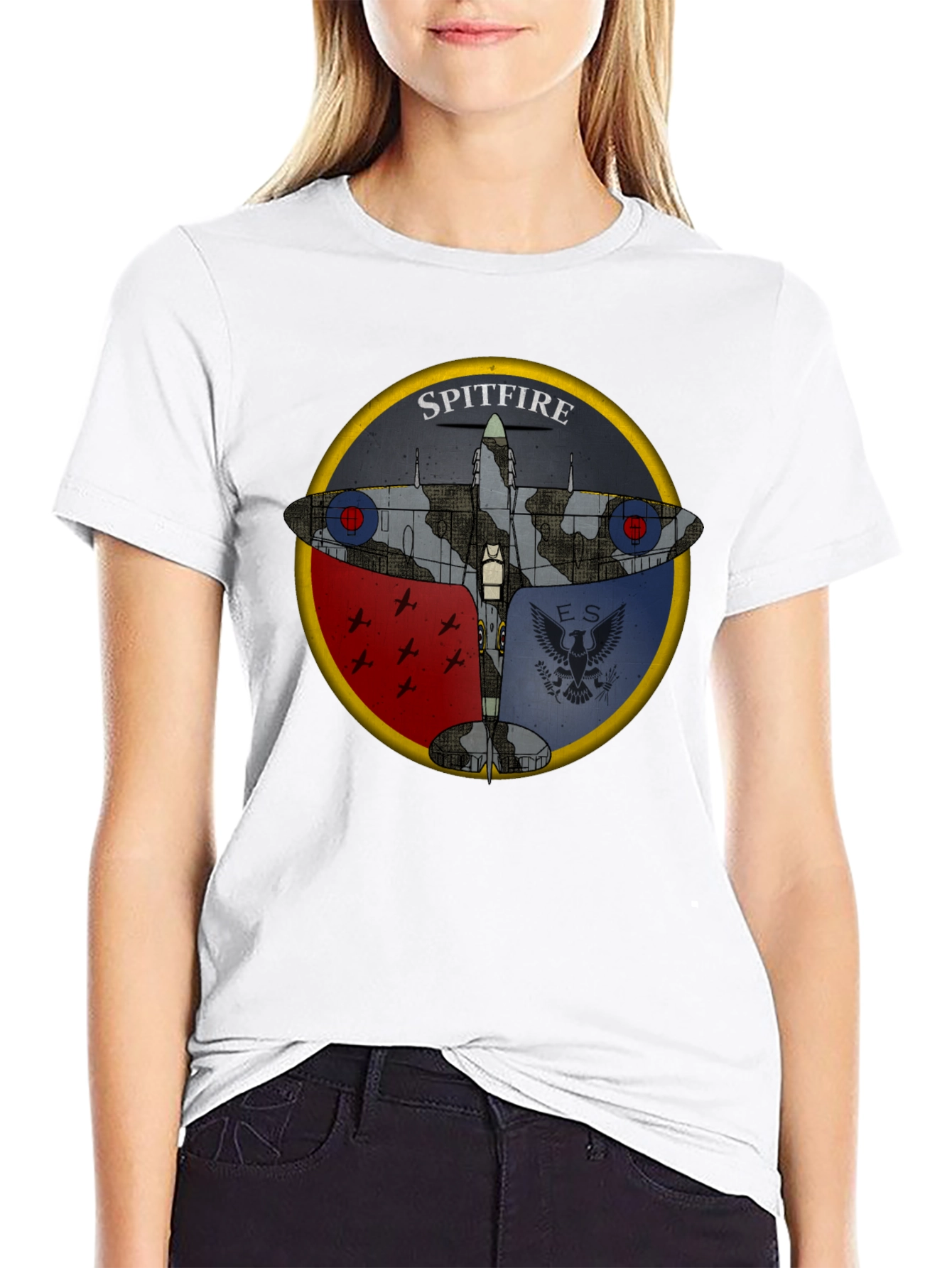 Spitfire Plane Graphic Black T-Shirt