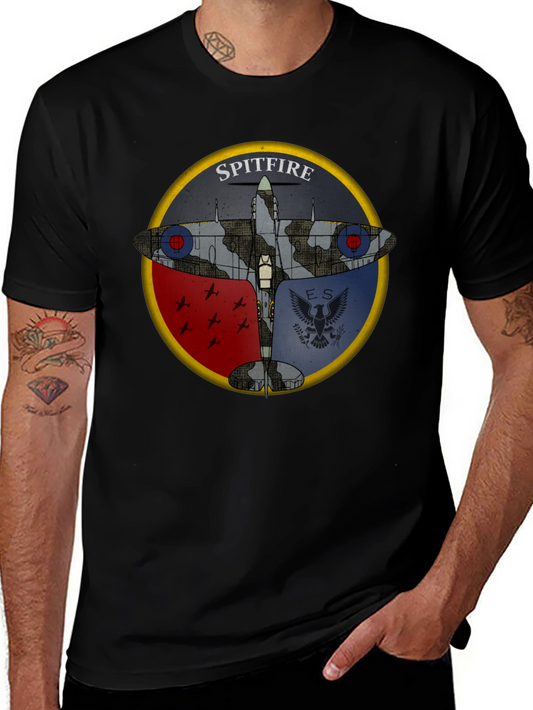Spitfire Plane Graphic Black T-Shirt