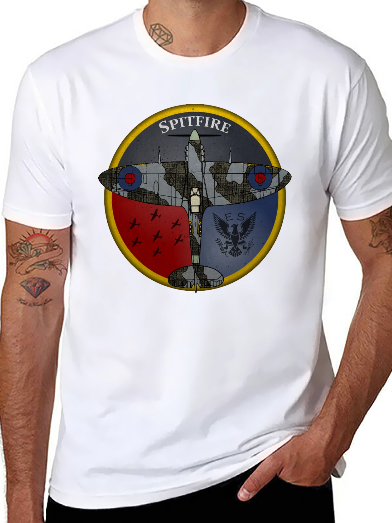 Spitfire Plane Graphic Black T-Shirt