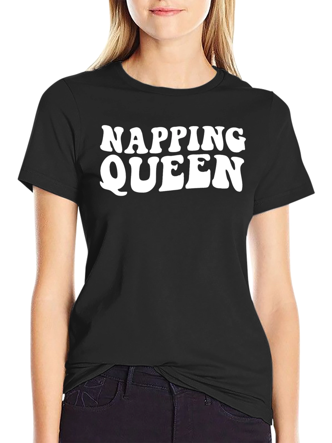 Napping Queen Black Graphic T-Shirt