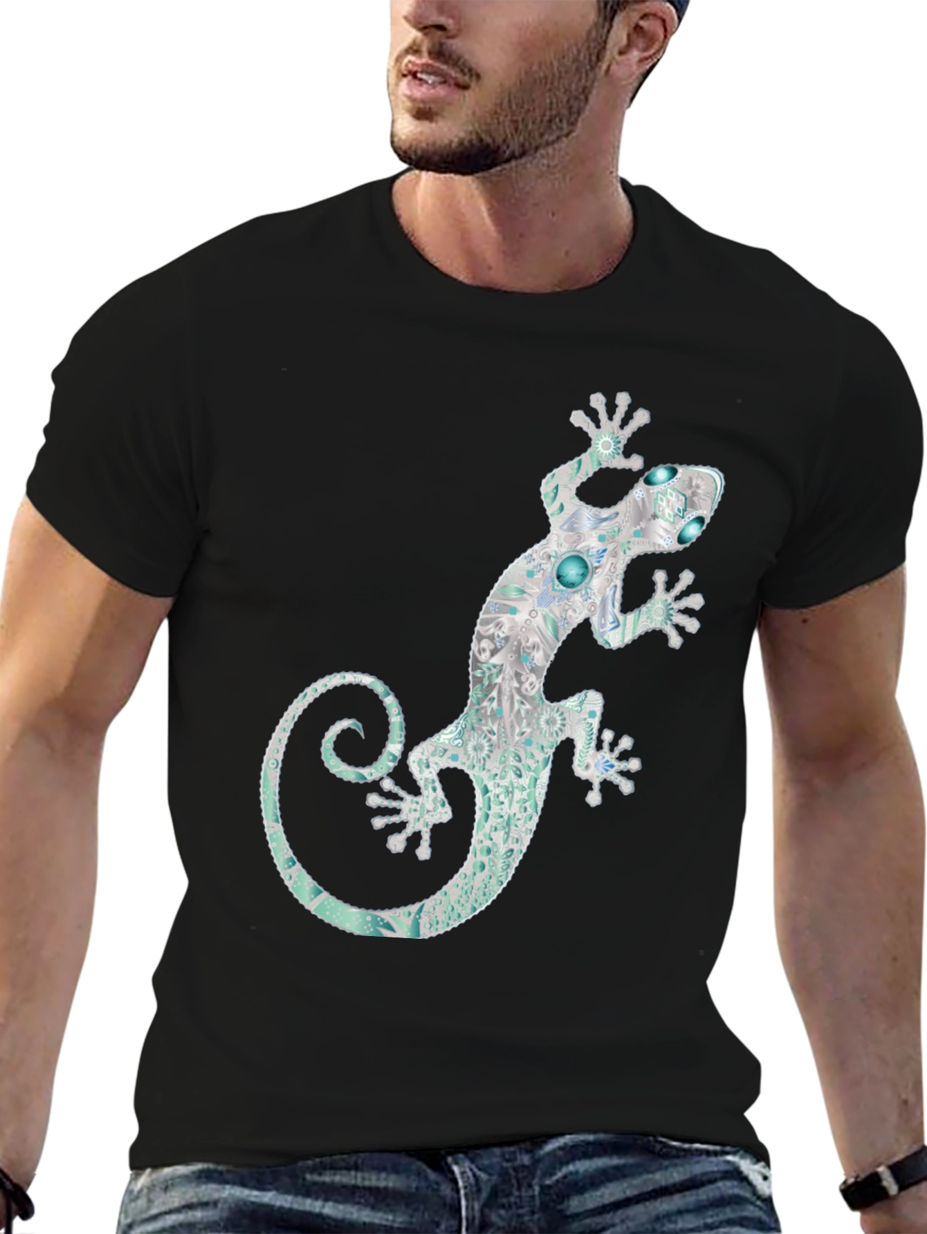 Lizard Graphic Black T-Shirt - Unique Design