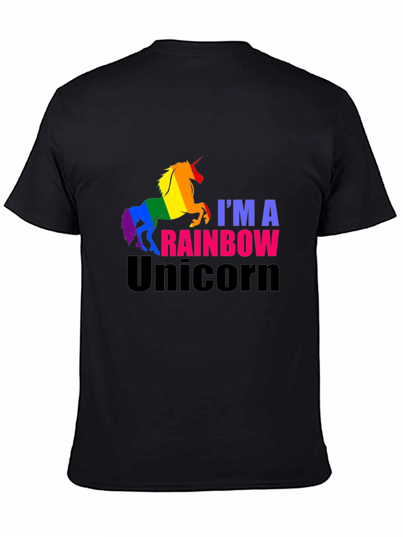Rainbow Unicorn Graphic Tee - Black
