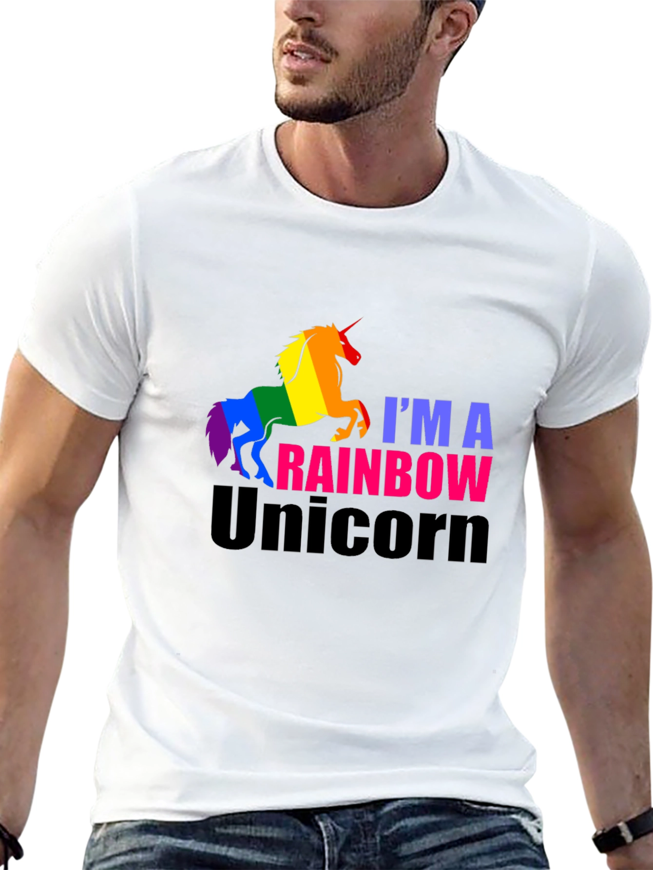 Rainbow Unicorn Graphic Tee - Black