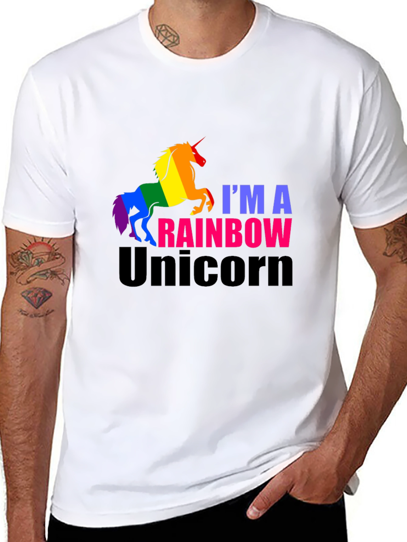 Rainbow Unicorn Graphic Tee - Black
