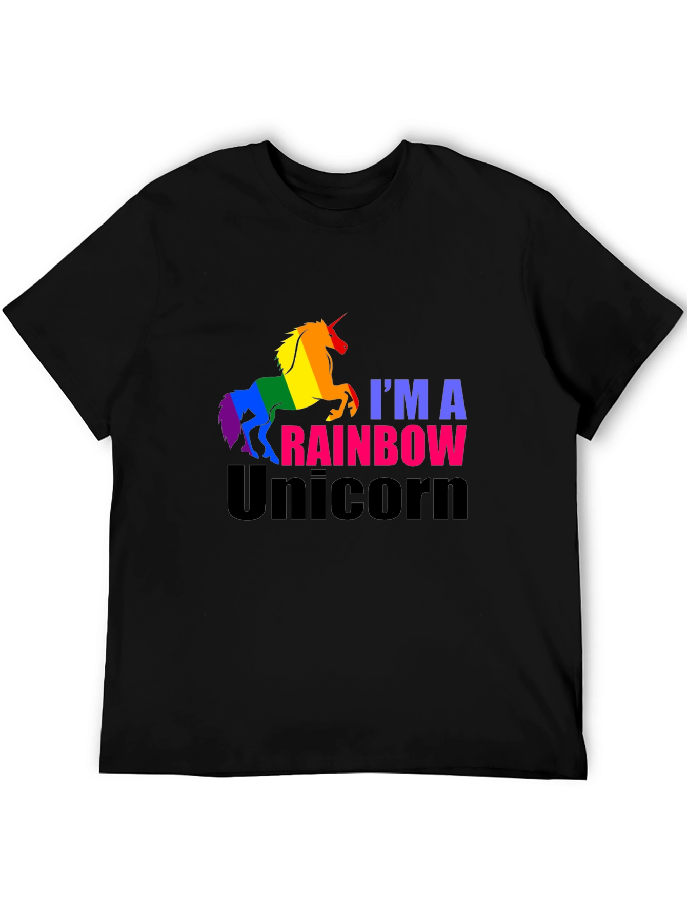 Rainbow Unicorn Graphic Tee - Black