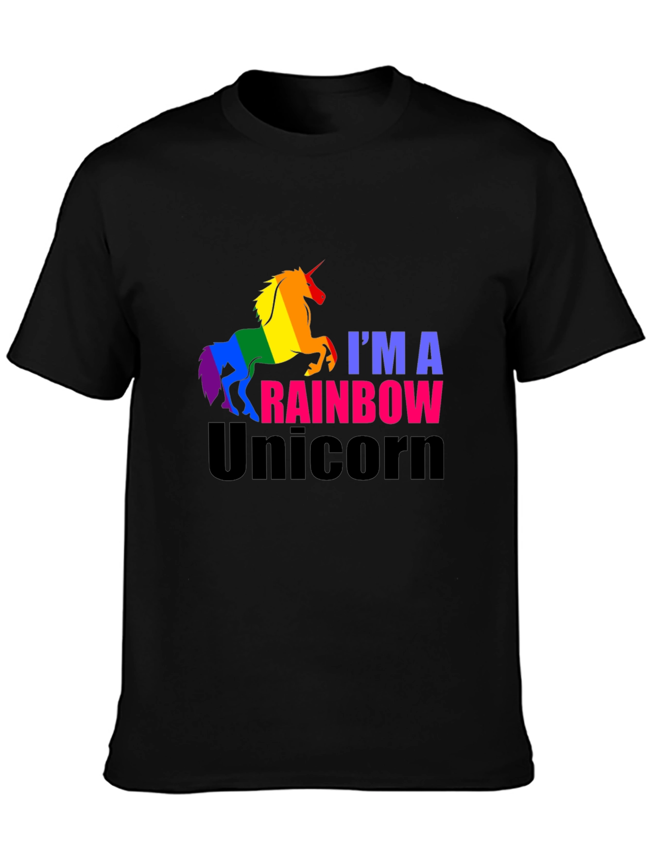 Rainbow Unicorn Graphic Tee - Black