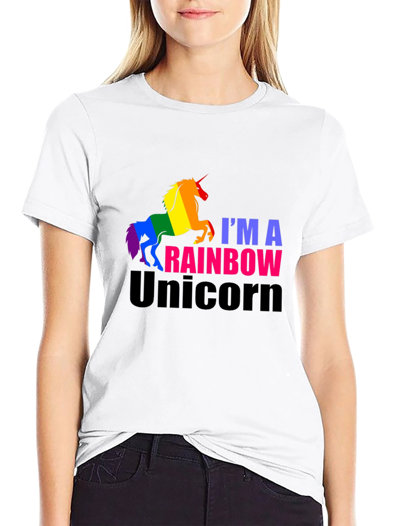 Rainbow Unicorn Graphic Tee - Black