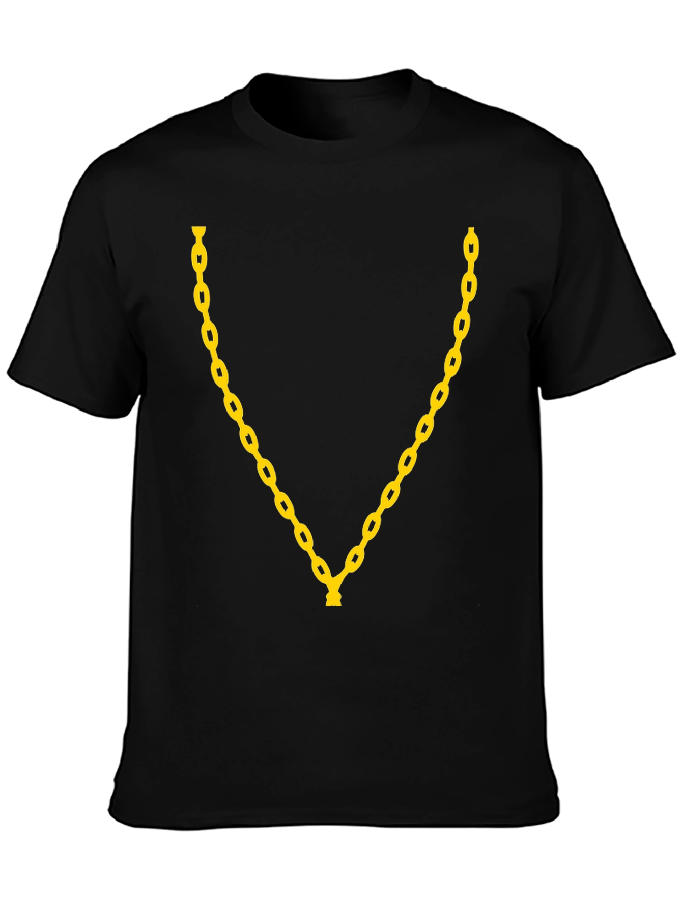 Chain Graphic Tee - Stylish Black Crew Neck T-Shirt
