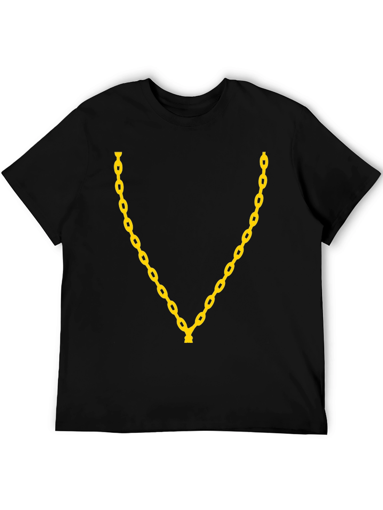 Chain Graphic Tee - Stylish Black Crew Neck T-Shirt