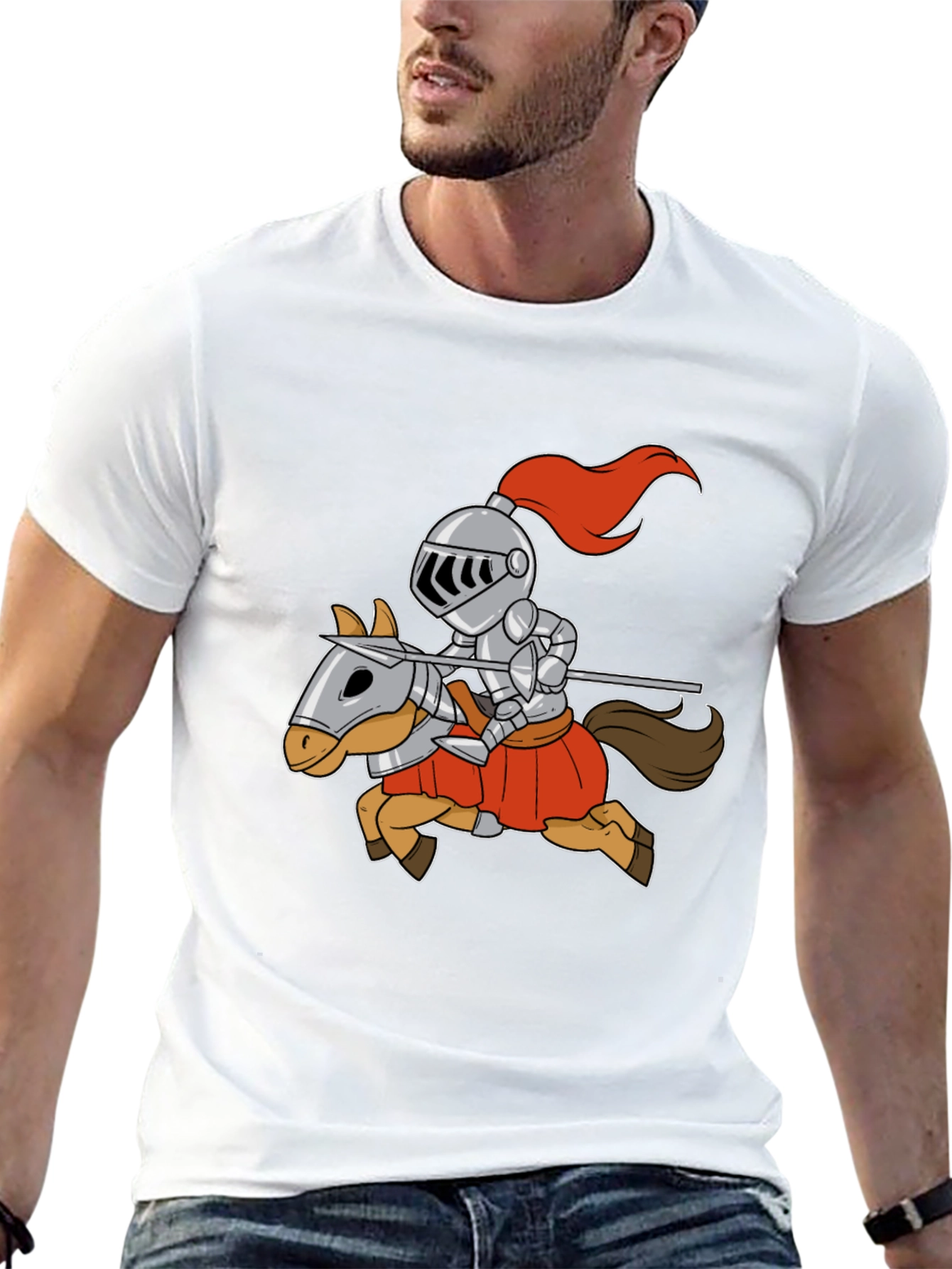 Knight on Horse T-Shirt - Cartoon Style