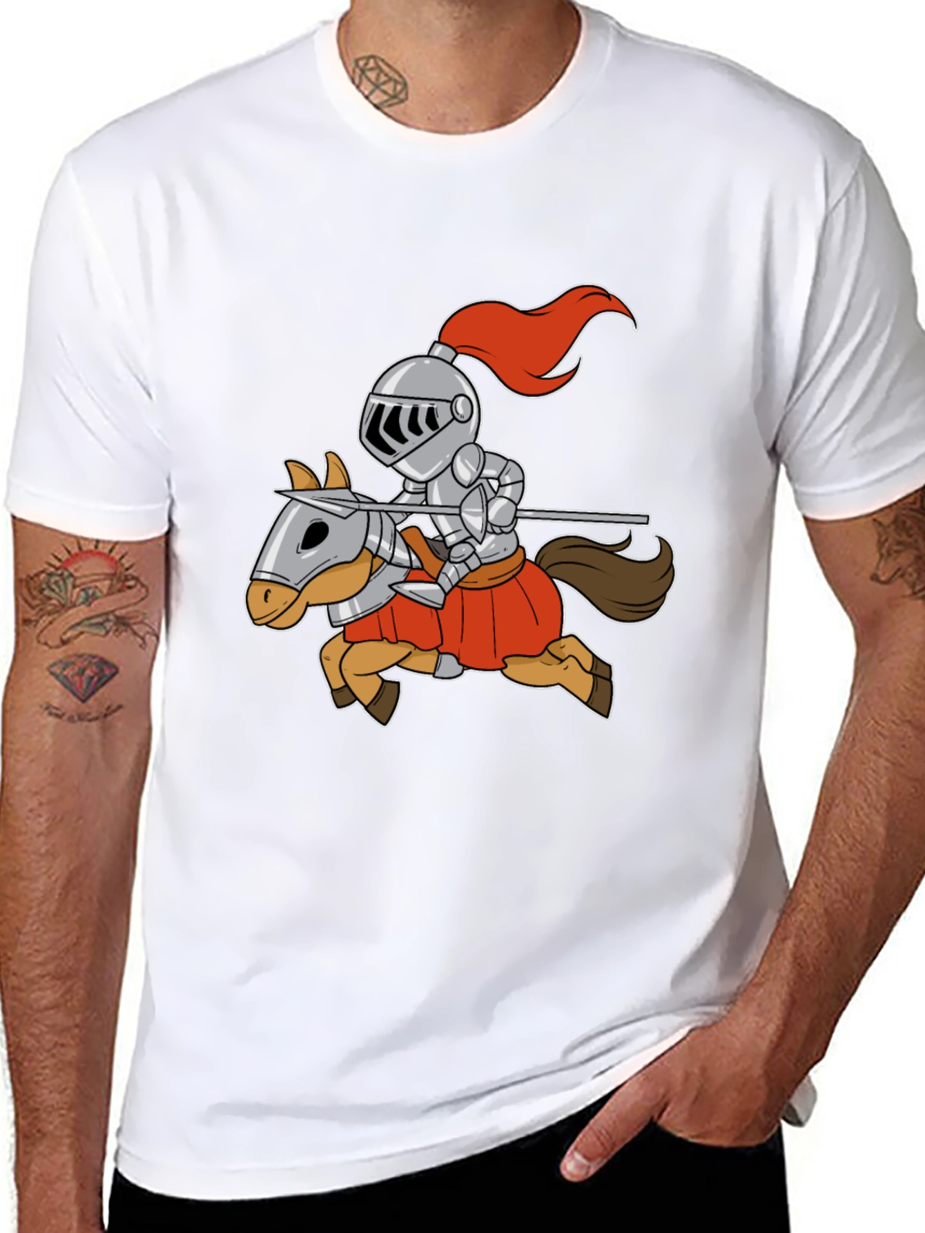 Knight on Horse T-Shirt - Cartoon Style