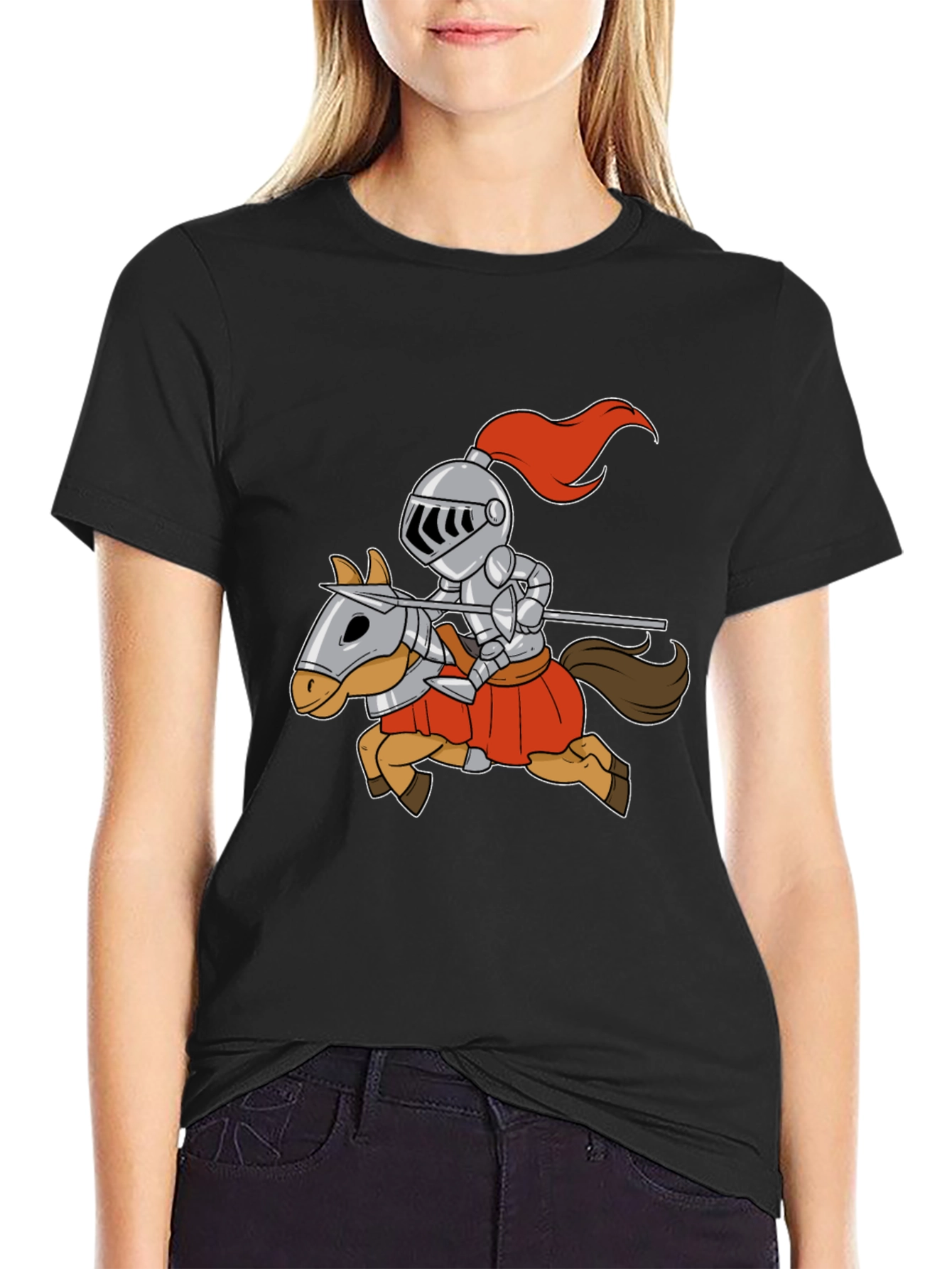 Knight on Horse T-Shirt - Cartoon Style