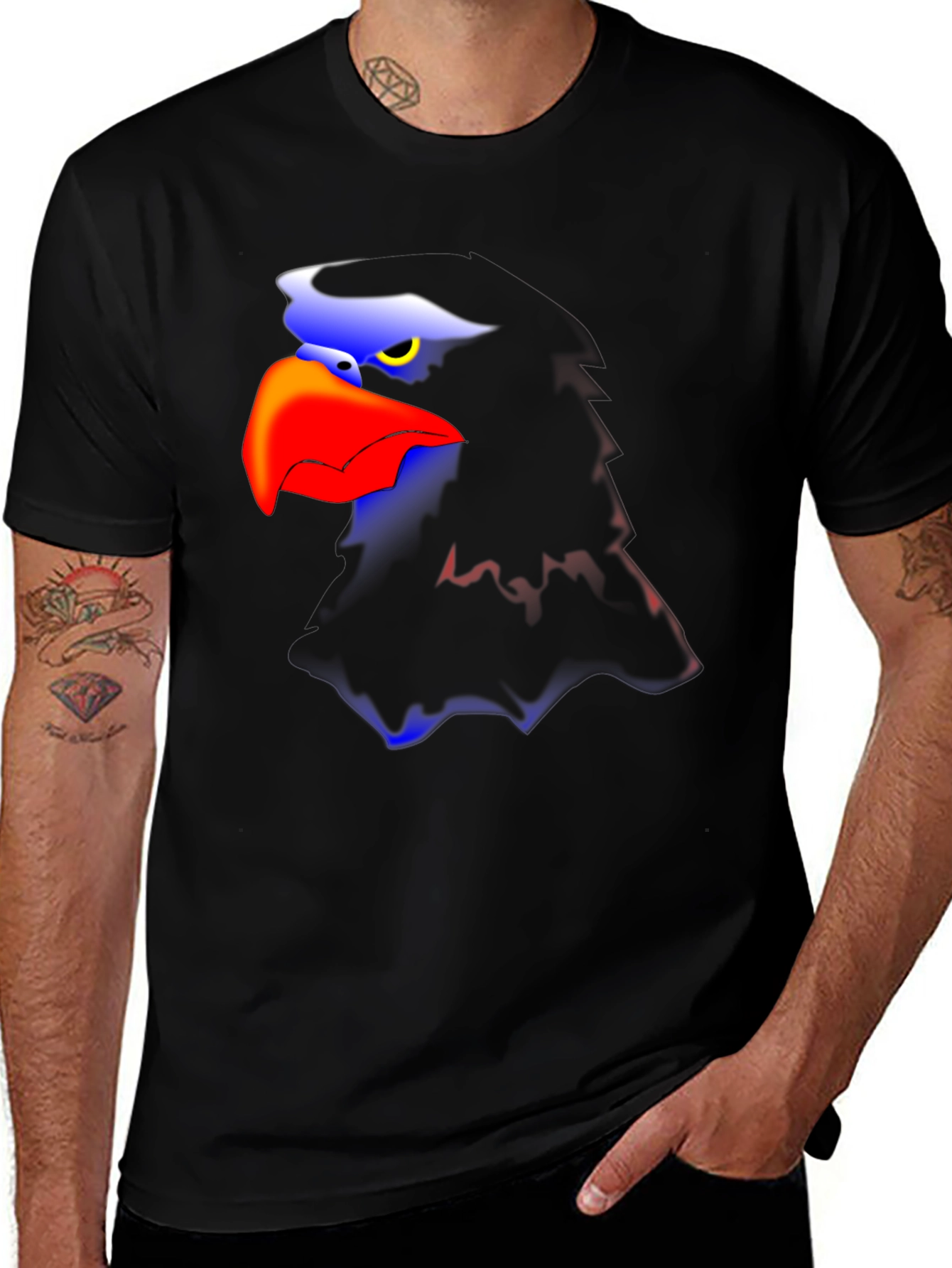Bold Eagle Graphic Tee - Black Casual T-Shirt