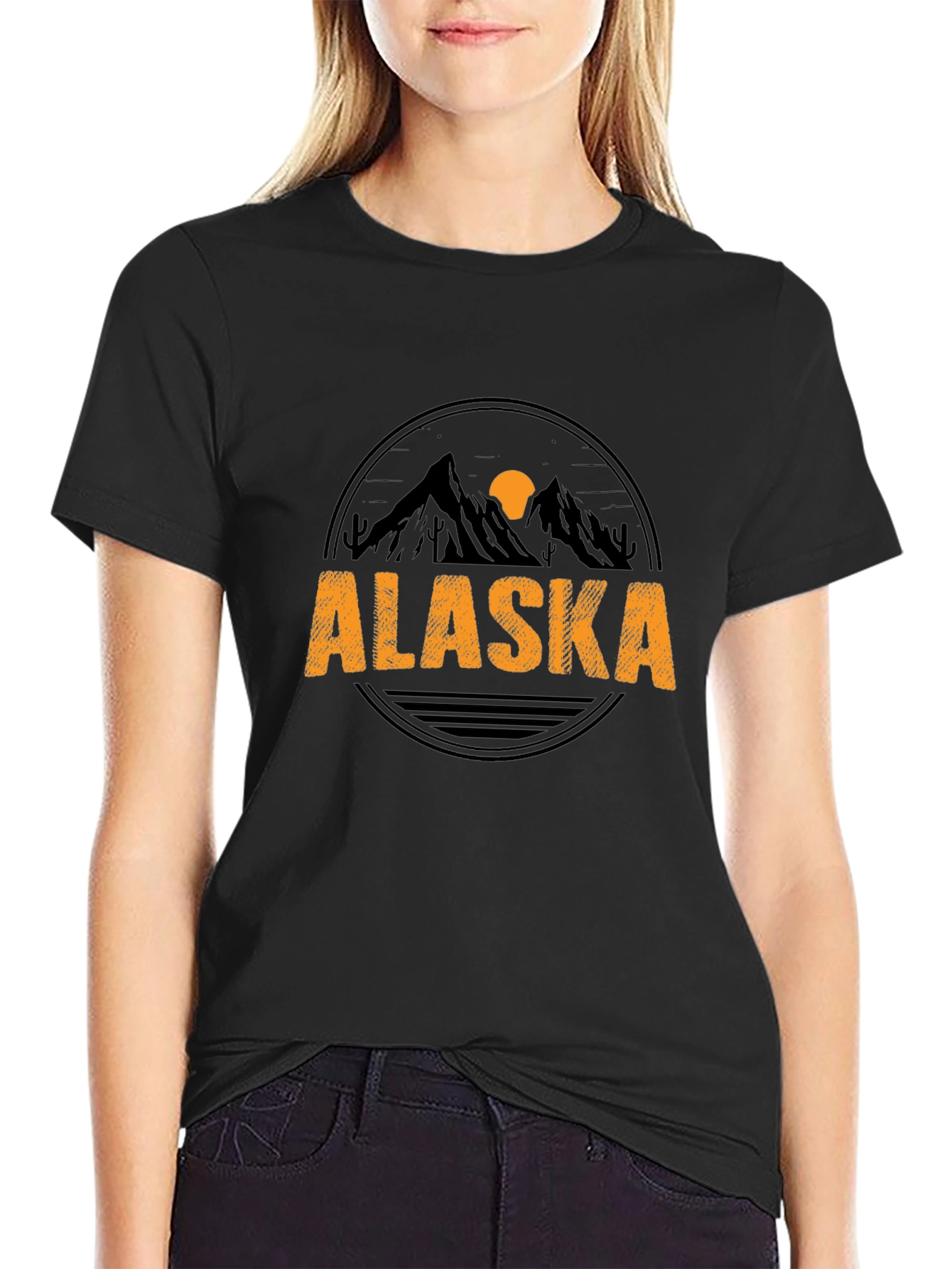 Alaska Graphic Tee - Mountain Sunset Design