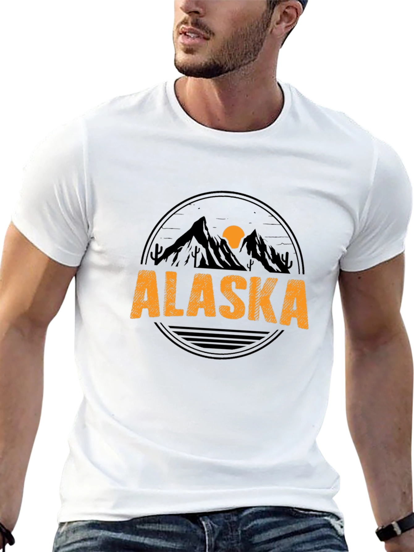 Alaska Graphic Tee - Mountain Sunset Design