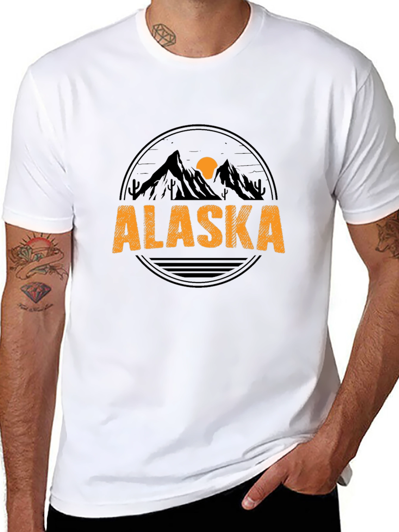 Alaska Graphic Tee - Mountain Sunset Design