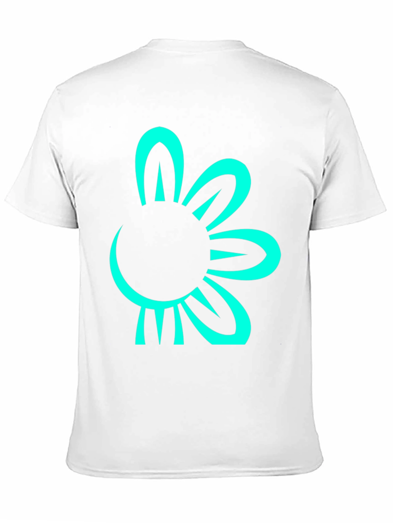 Black T-Shirt with Teal Flower Graphic