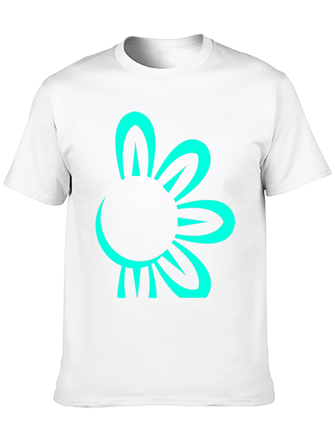 Black T-Shirt with Teal Flower Graphic