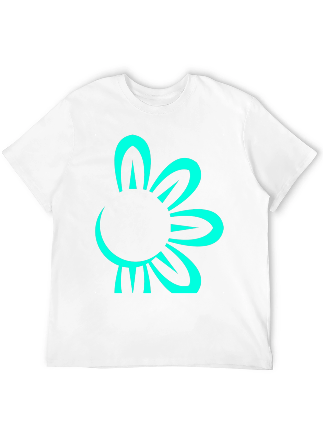 Black T-Shirt with Teal Flower Graphic