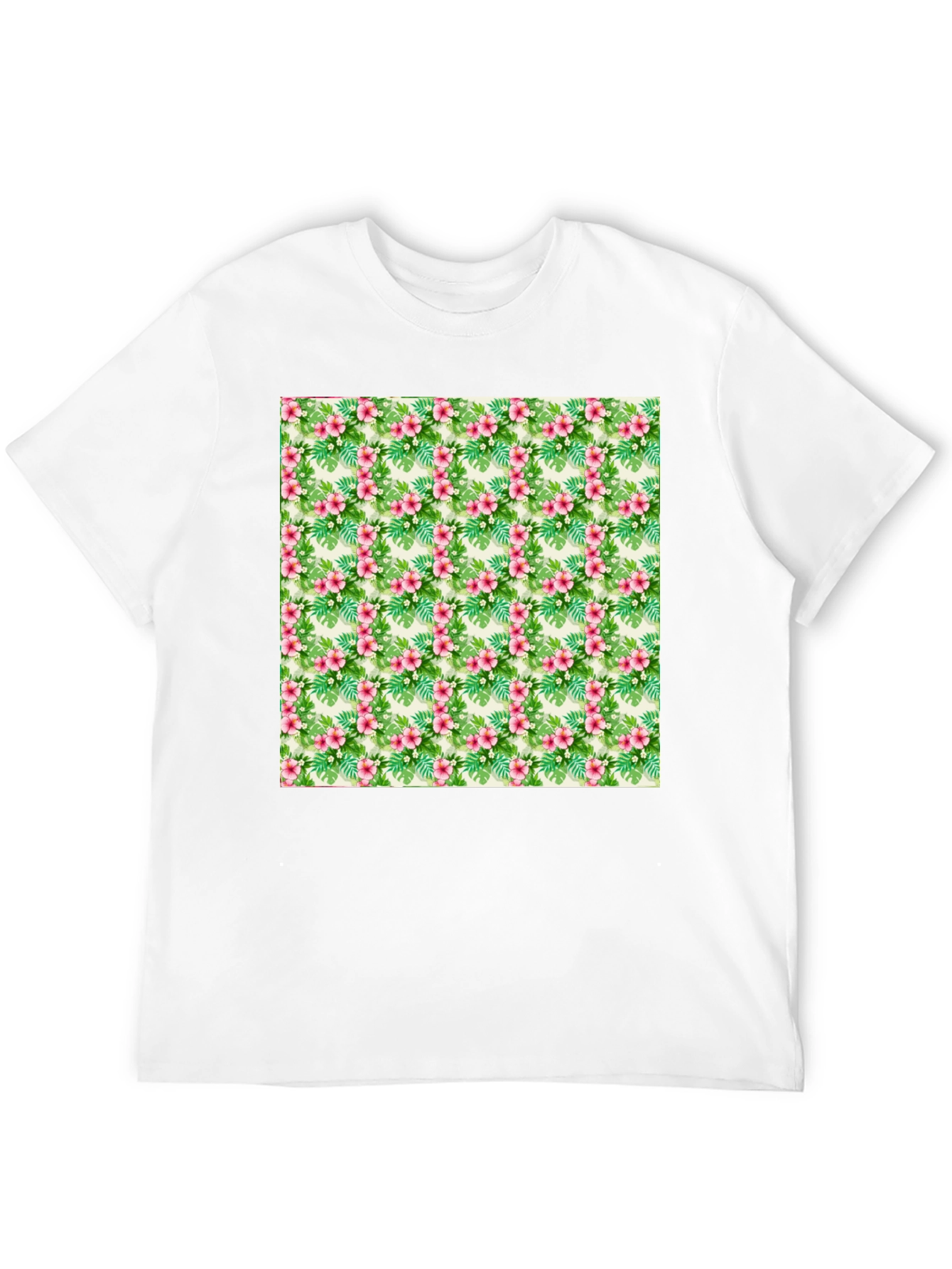 Tropical Floral Print Black T-Shirt