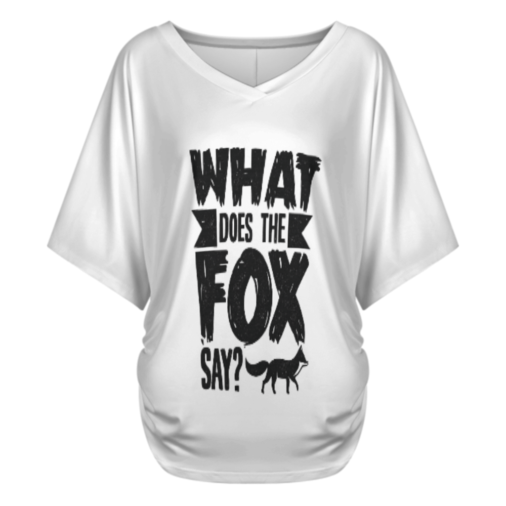 What Does The Fox Say Graphic V-Neck T-Shirt – Funny Animal Quote Casual Women’s Tee(z148)