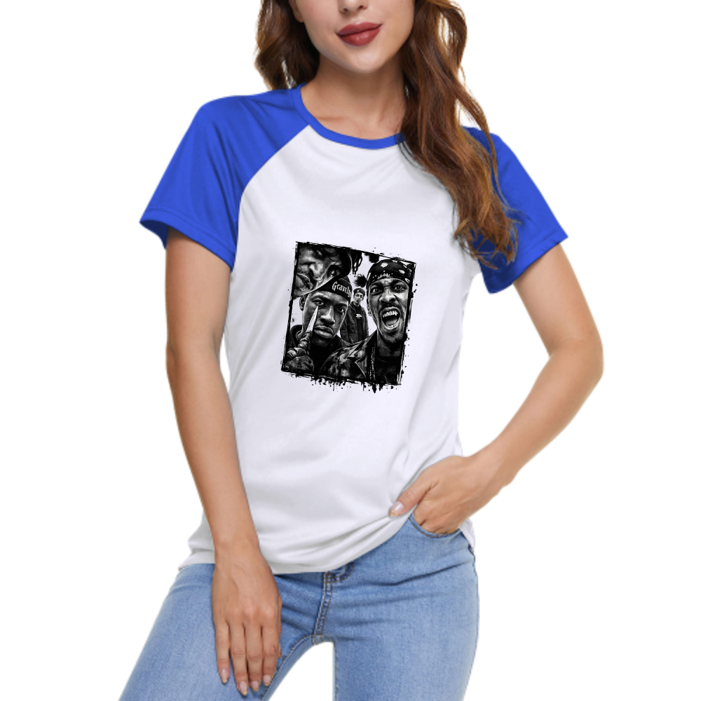Vintage Hip Hop Graphic Women's Raglan T-Shirt | Urban Streetwear Cotton Tee(z106)
