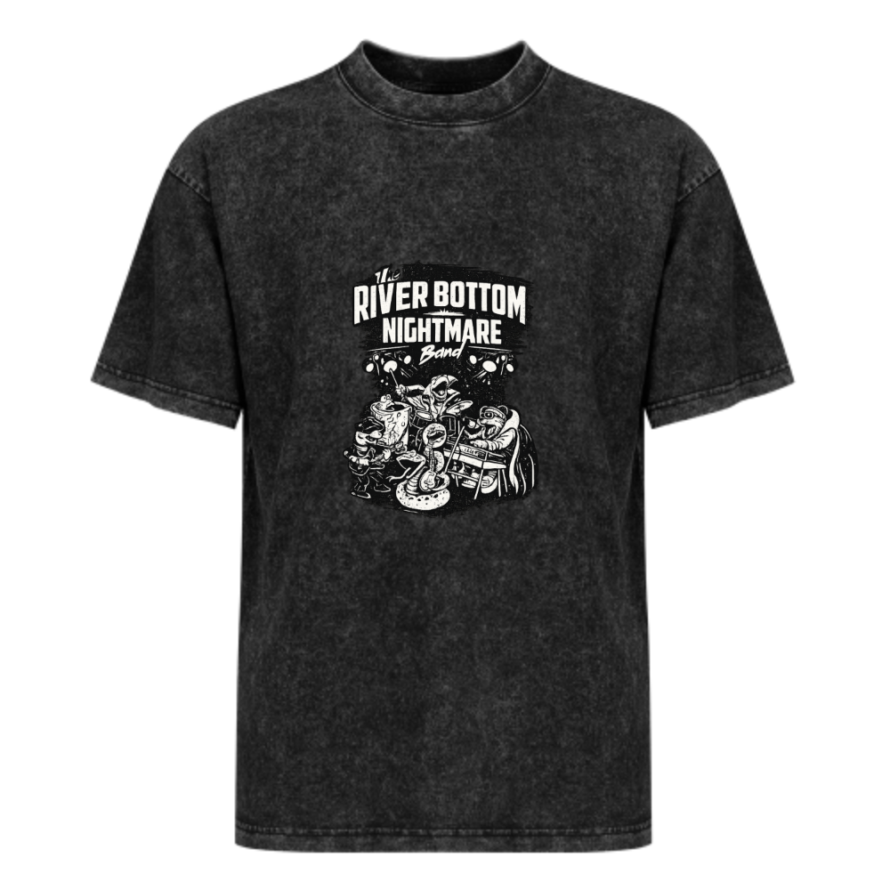 River Bottom Nightmare Band Vintage Washed T-Shirt | Retro Cartoon Streetwear Tee(z114)