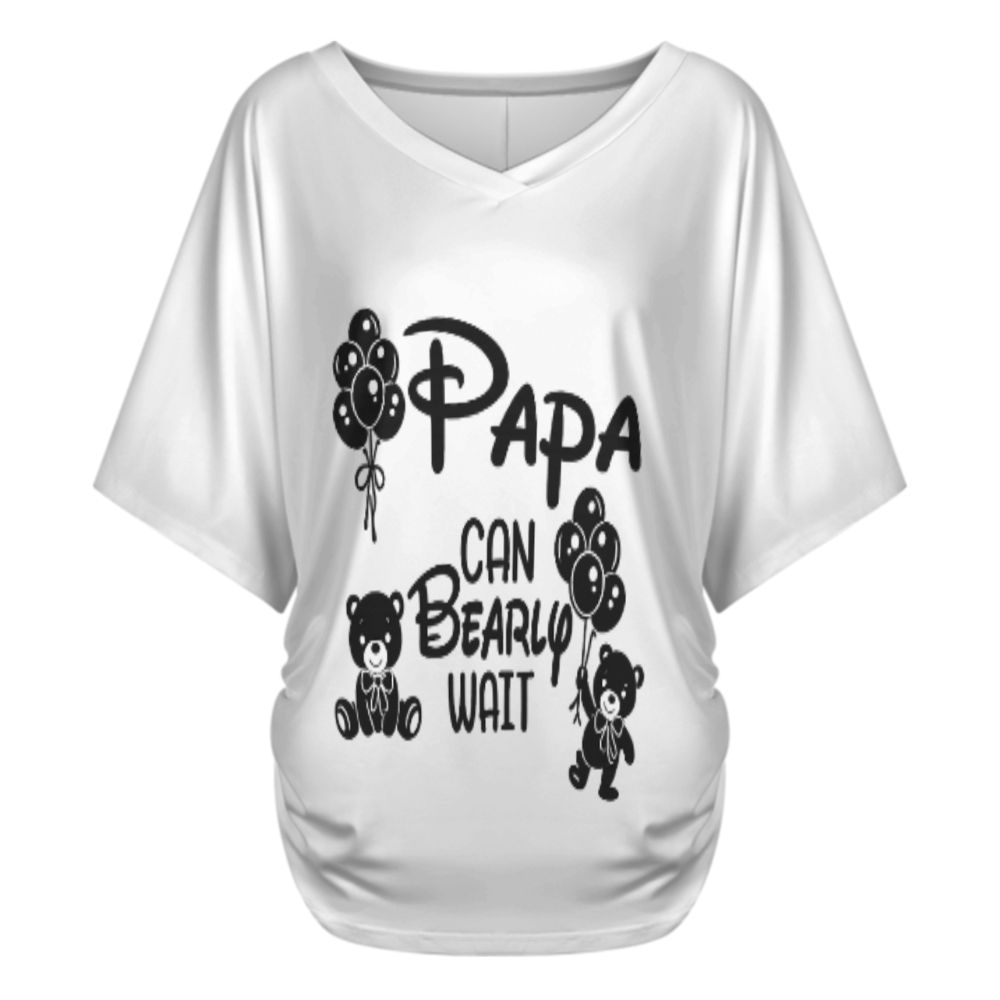 Papa Can Bearly Wait V-Neck T-Shirt – Cute Dad-To-Be Bear Graphic Tee for New Fathers & Baby Announcement Gift(z145)