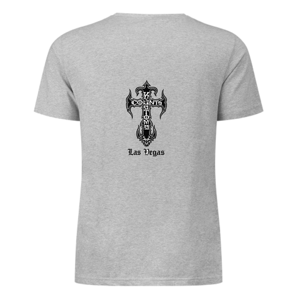 Counts Kustoms Las Vegas Gothic Cross Graphic Tee – Vintage Biker Style Shirt(z140)