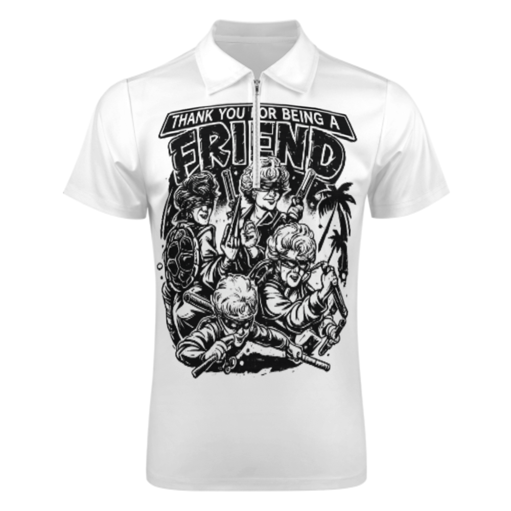 Thank You For Being A Friend Graphic Polo Shirt – Retro Action Grandma Zip Tee for Men & Women(z168)