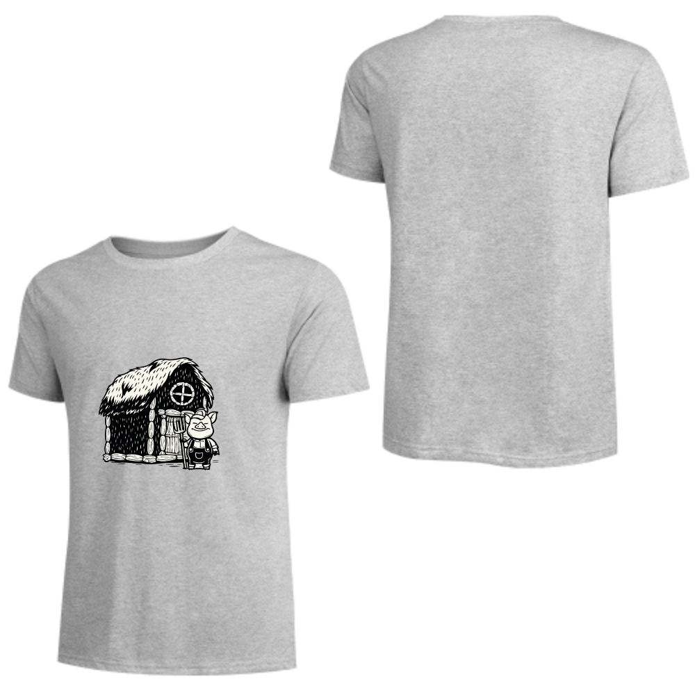 Funny Little Pig House T-Shirt | Cartoon Farm Graphic Tee(z127)