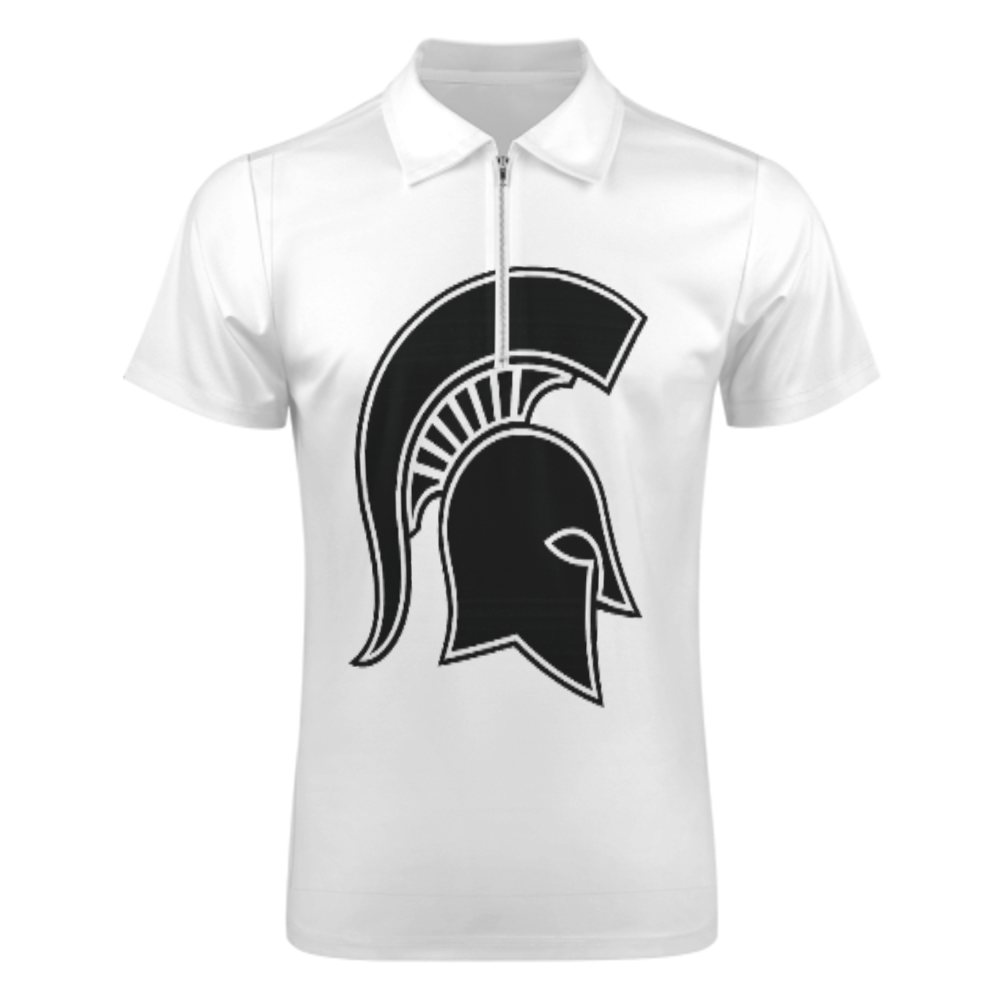 Spartan Helmet Polo Shirt – Warrior Graphic Zip Collar Tee for Men & Women(z167)