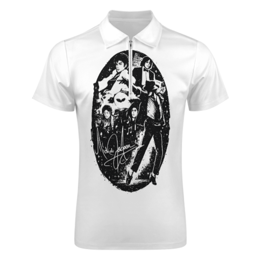Vintage Pop Star Graphic Polo Shirt – Retro Music Inspired Zip Collar Tee for Men & Women(z165)
